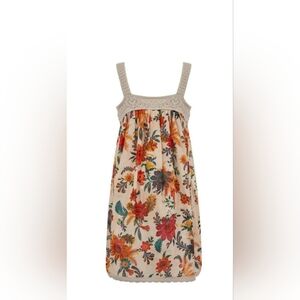 Zimmermann Beige Floral Kids Dress with Crochet Detail